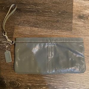 coach grey patent clutch/wristlet